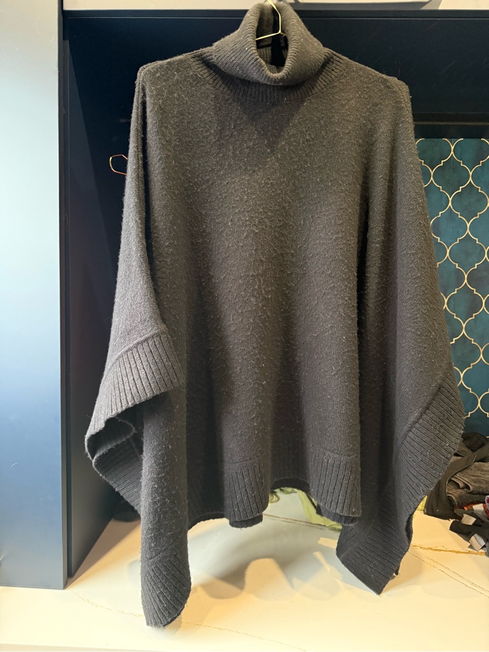 Michael Kors Black Turtleneck Poncho Sweater